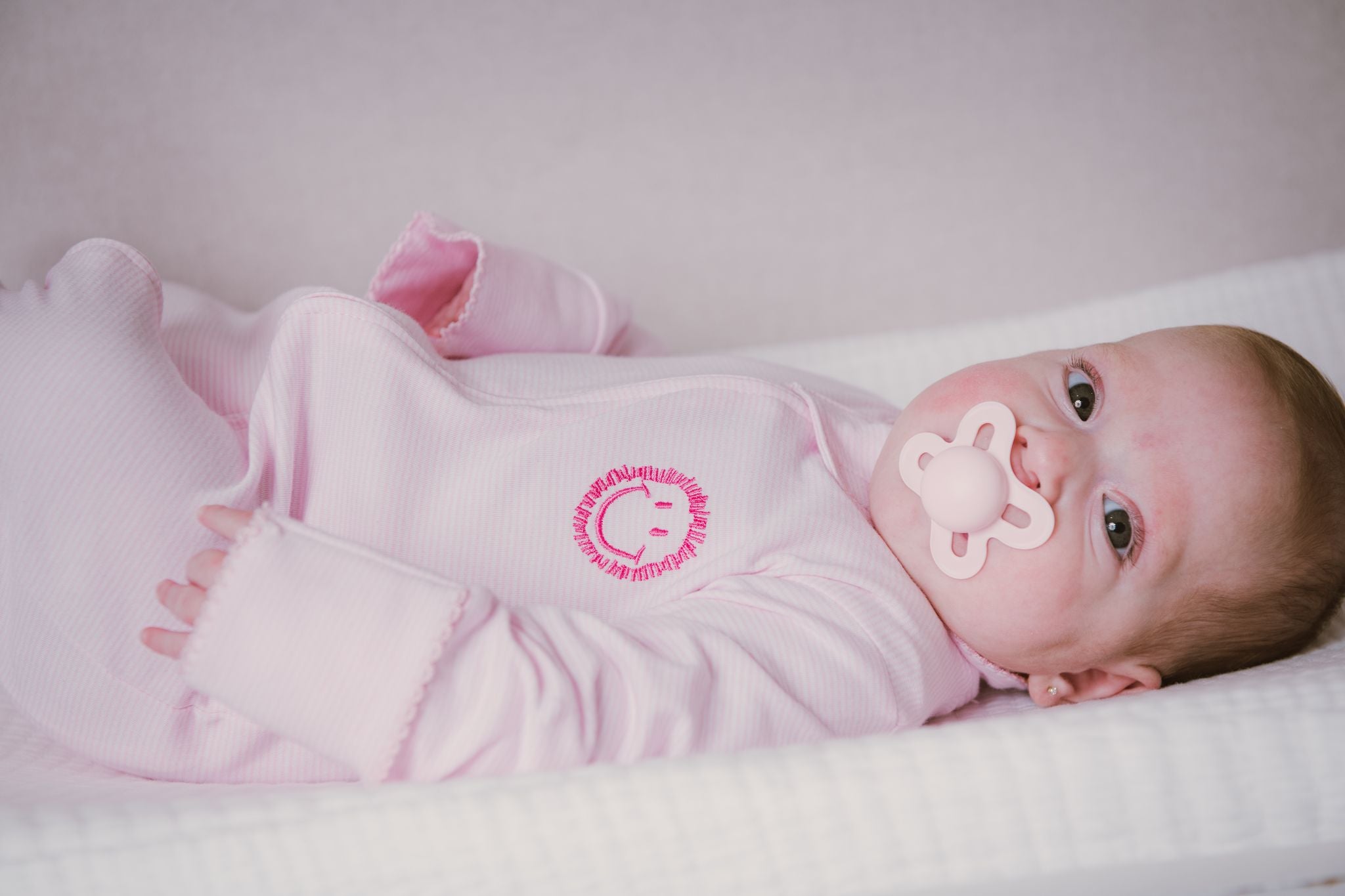 Happy Face Pink Stripe - Footie