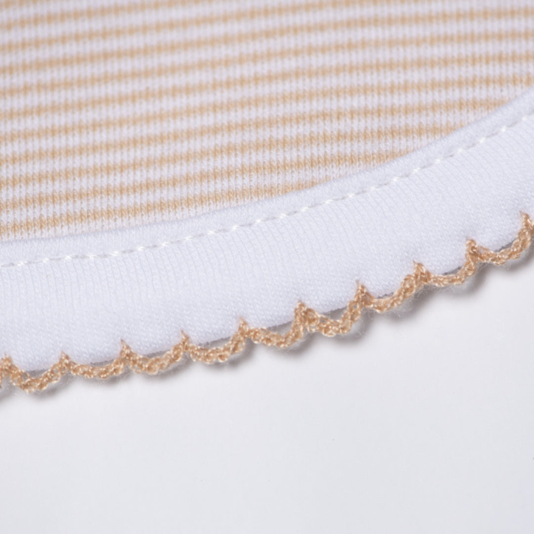 Happy Face Bib - Beige Stripes