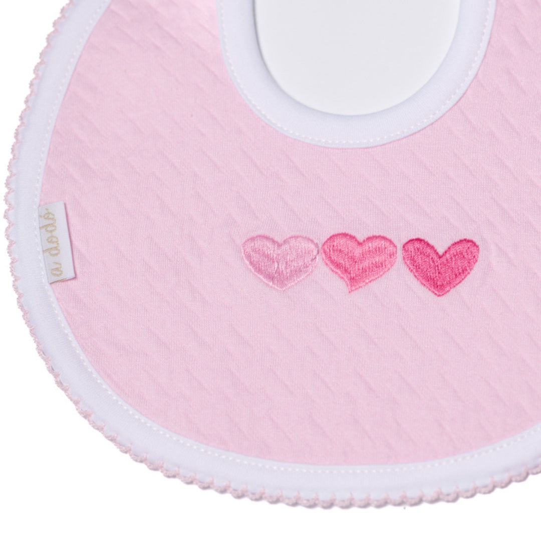 Hearts Bib - Pink Jacquard