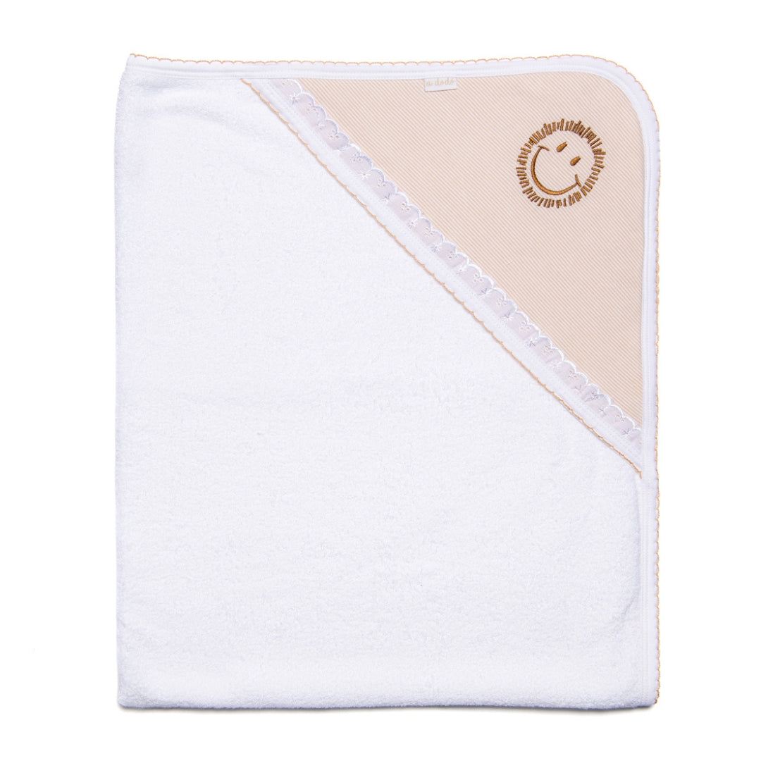 Happy Face Towel - Beige Stripes