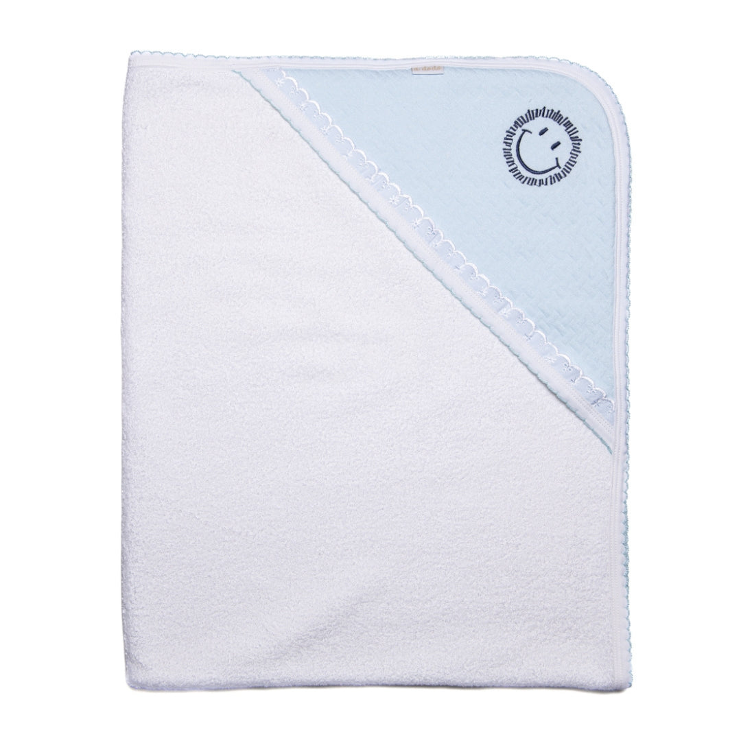 Happy Face Towel - Blue Jacquard