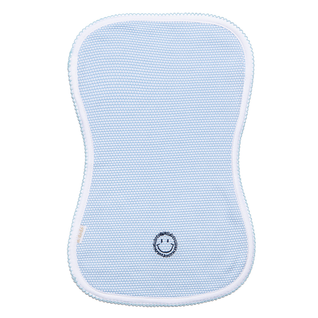Happy Face Burp Cloth - Blue Popcorn