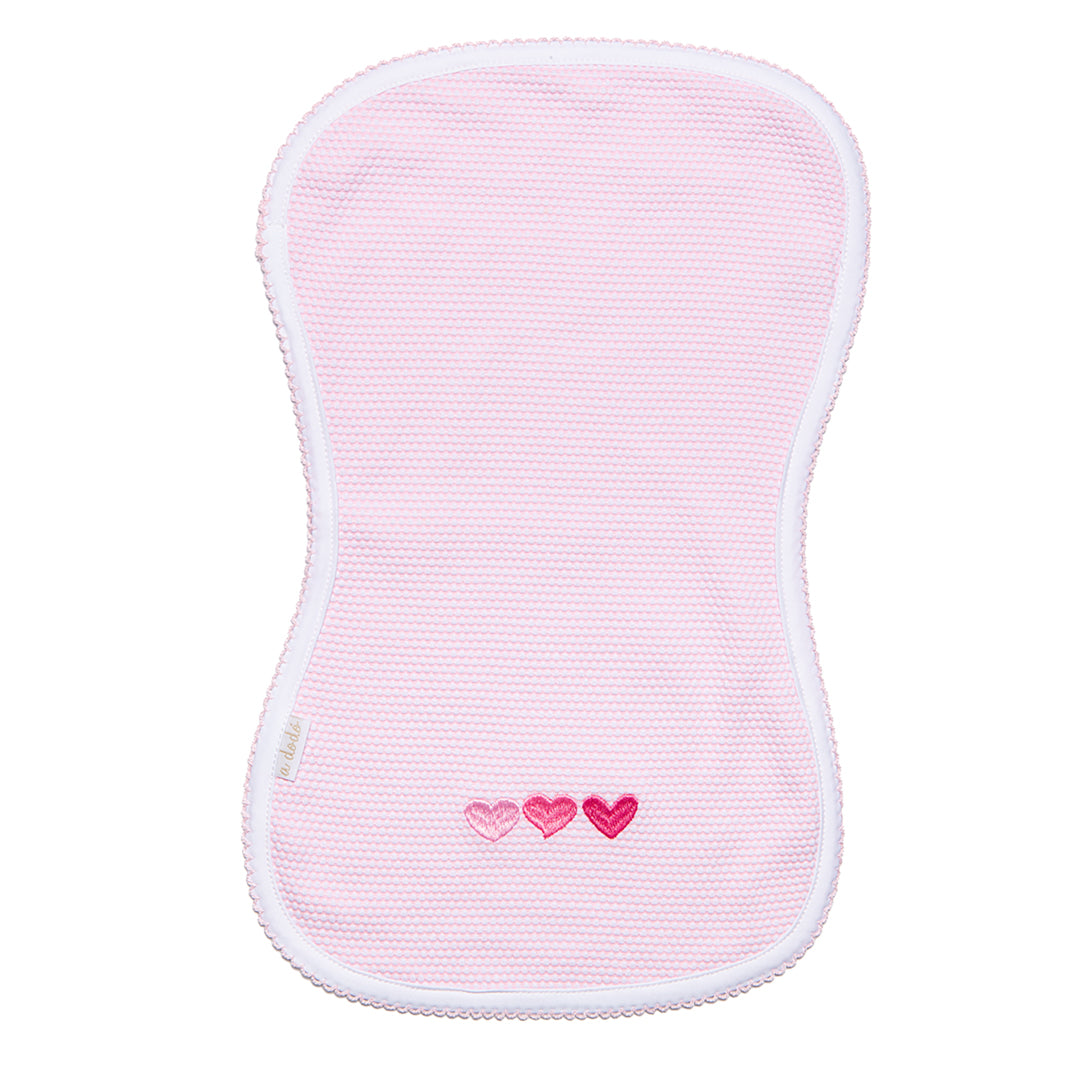 Hearts Burp Cloth - Pink Popcorn