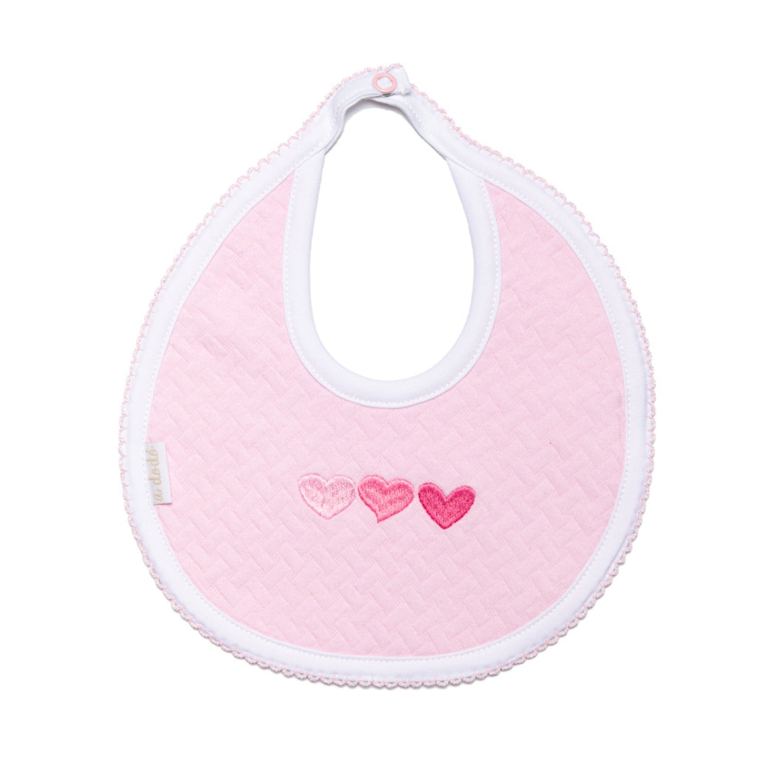 Hearts Bib - Pink Jacquard