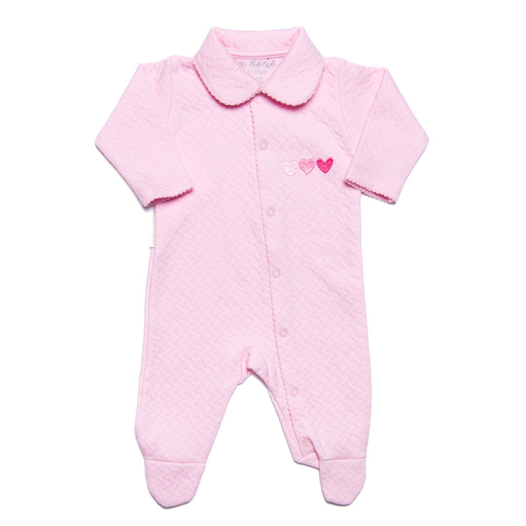 Hearts Pink Jacquard - Footie with neck