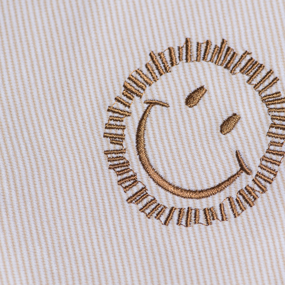 Happy Face Blanket - Beige Stripes