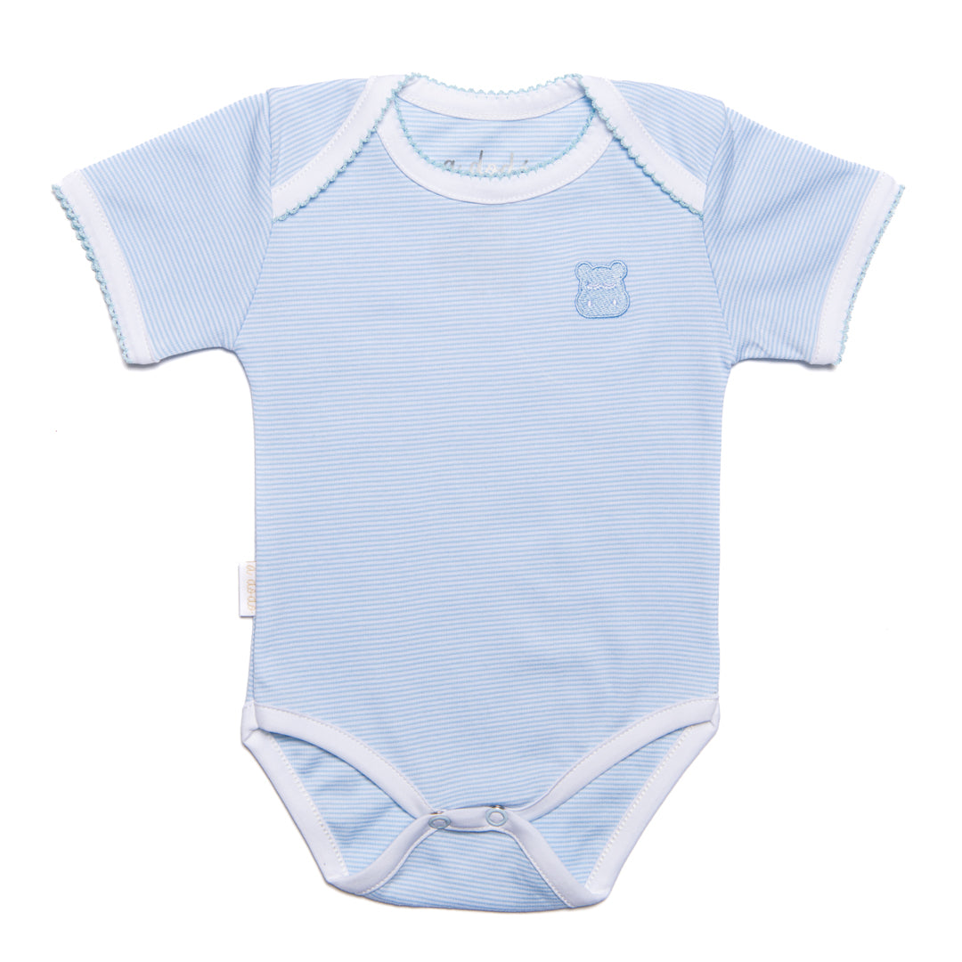 Short Sleeve Onesie - Blue Stripes