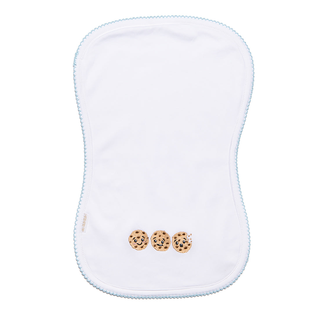Cookies Burp Cloth - White with Blue Border