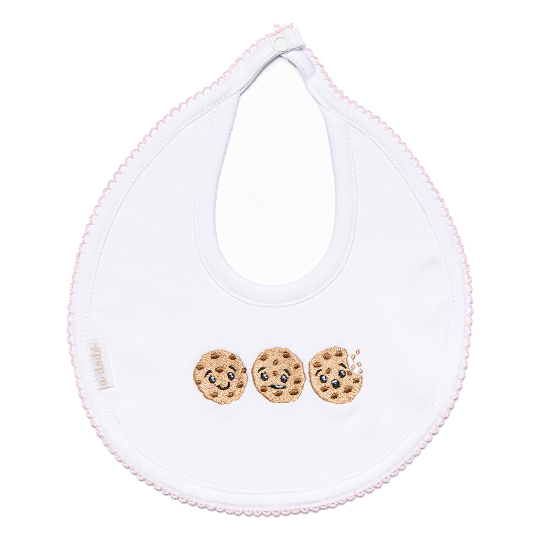 Cookies Bib - White with Pink Border