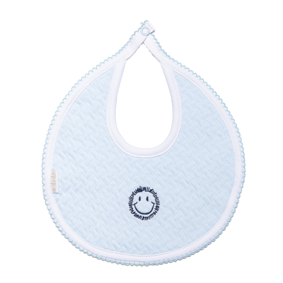 Happy Face Bib - Blue Jacquard