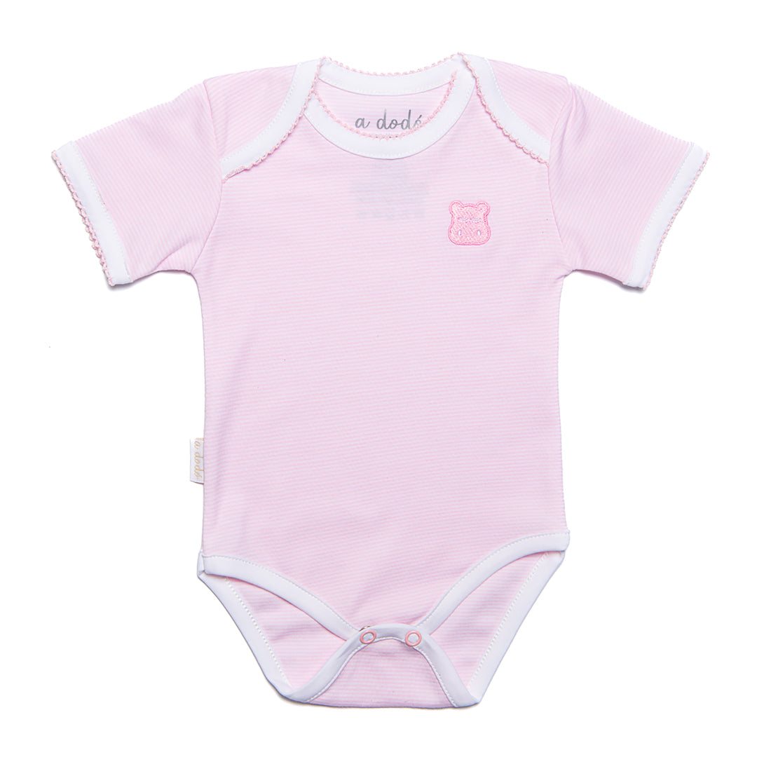 Short Sleeve Onesie - Pink Stripes